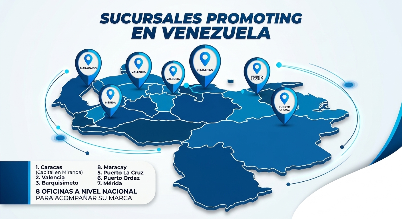 Mapa de regiones y sucursales de Consorcio Promoting en Venezuela